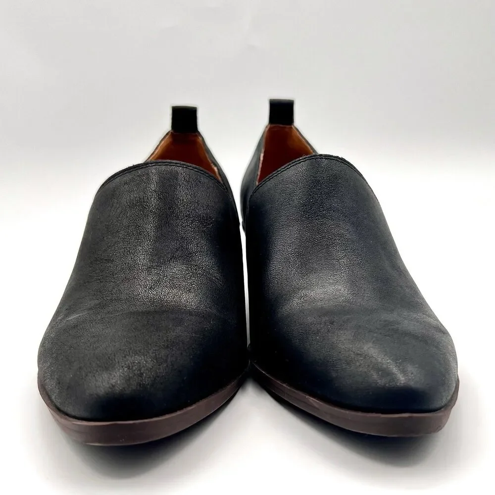 Lucky Brand Morriah Leather Slip-ons Hybrid Bootie Block Heel Black Sz 8.5 NWOB